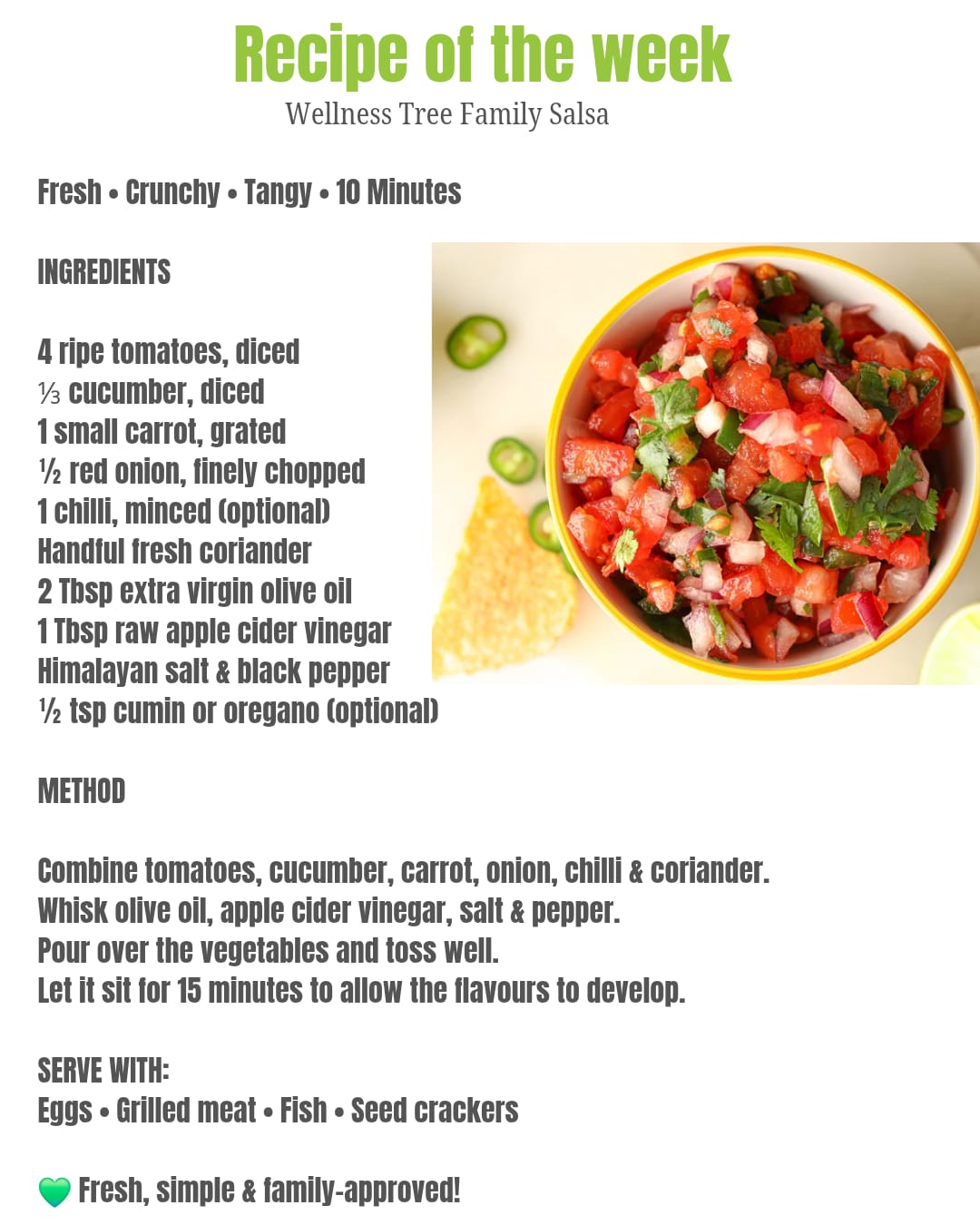 WellnessTree Family Salsa with cucumber, carrot, tomato and fresh coriander