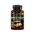 Supplement bottle labeled 'Maca Root with KSM Ashwagandha & Ginseng' on a white background