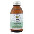 Baby Nature Congestion Massage Oil in an amber glass bottle with a white cap and a white and mint green label.