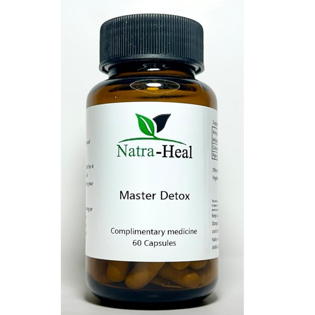 Natra-Heal Master Detox supplement bottle on a white background
