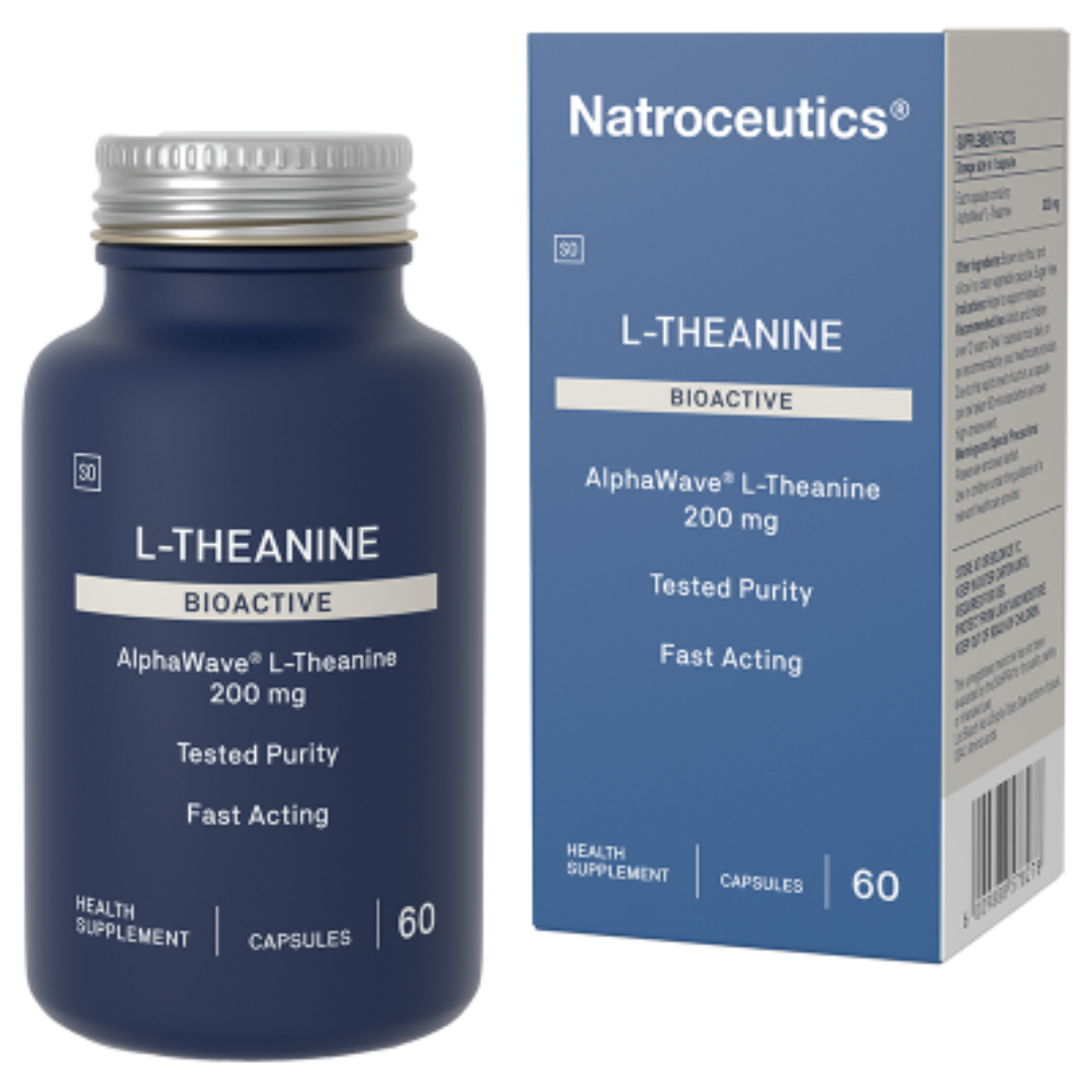 Natroceutics L-Theanine supplement bottle and packaging on a white background