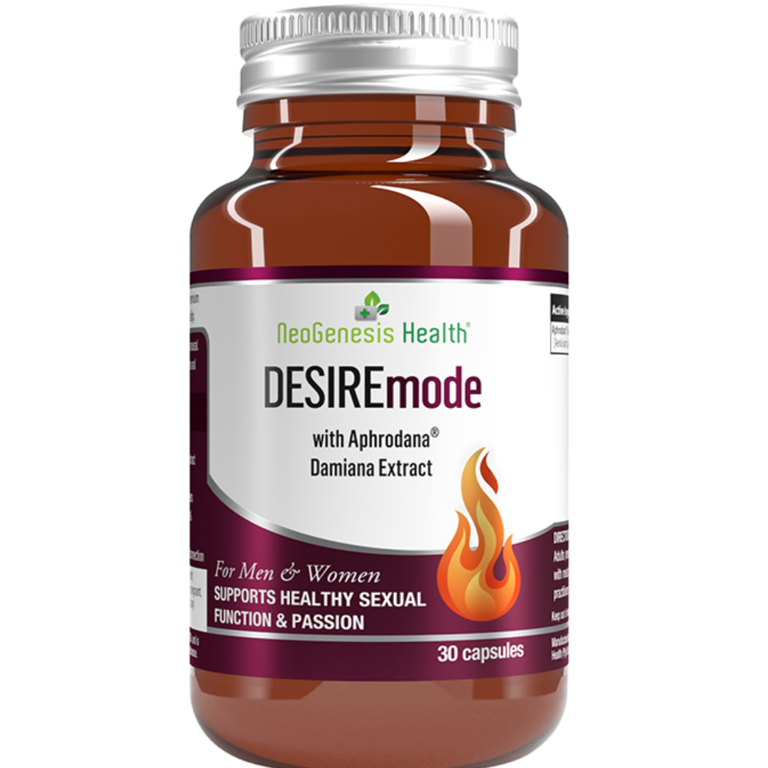 Bottle of Neogenesis Health DesireMode supplement on a white background