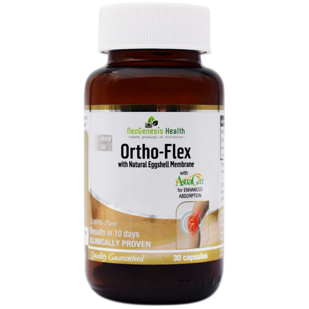 Bottle of Ortho-Flex supplement by NeoGenesis Health on a white background
