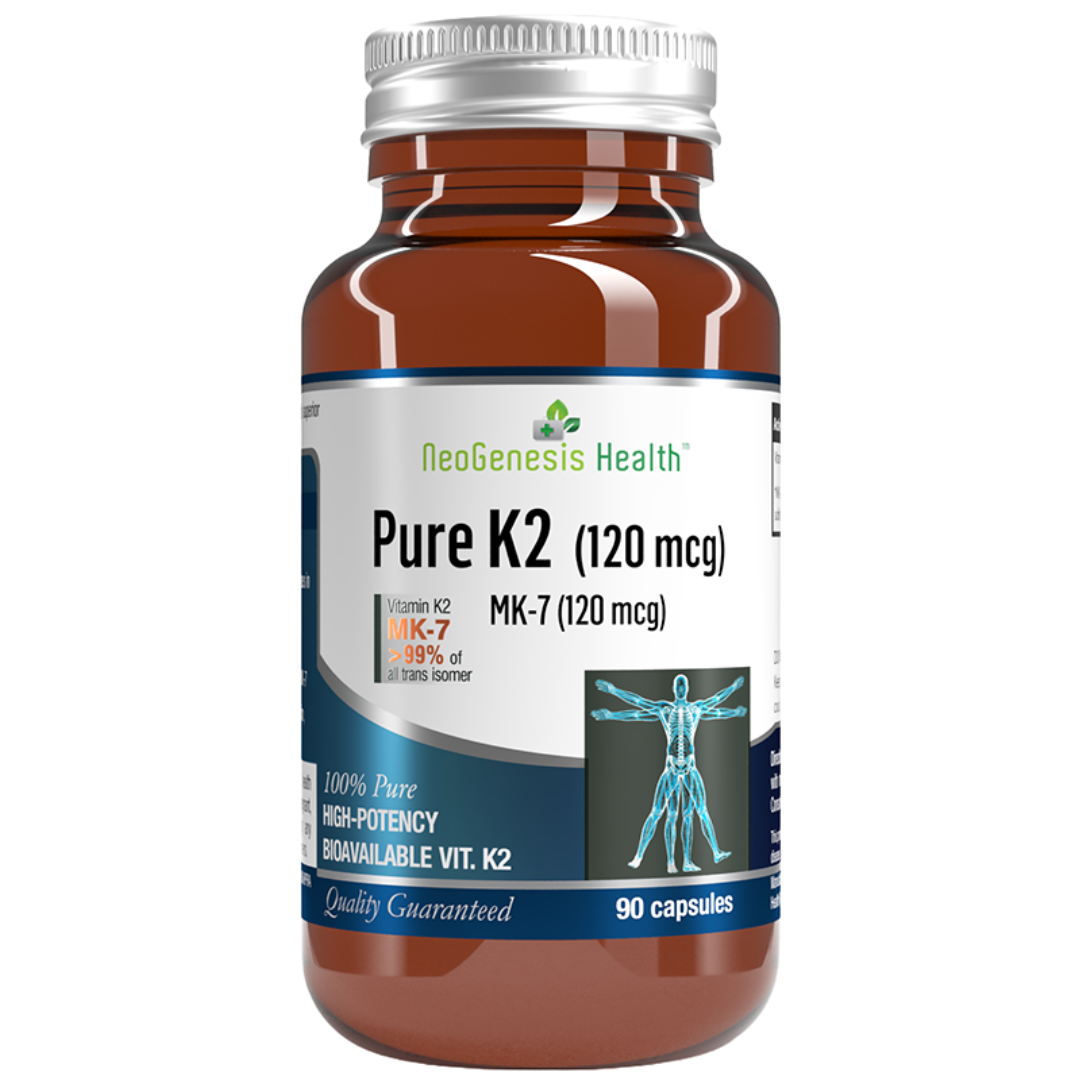 Neogenesis Health Pure K2 supplement bottle on a white background