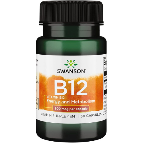 Swanson Vitamin B12 Cyanocobalamin 500mcg-30 Caps