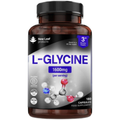 Supplement bottle labeled 'L-Glycine' with New Leaf Products branding on a white background