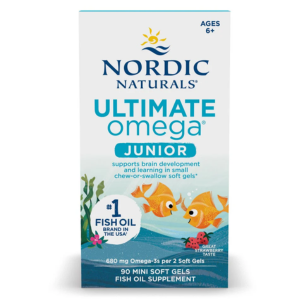 Nordic Naturals Ultimate Omega Junior fish oil supplement packaging on a white background