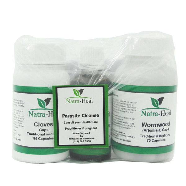 Natra Heal Parasite Cleanse Kit - Black Walnut Hulls 50ml Cloves 85 Capsules Wormwood 60 Capsules