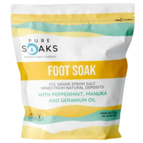 Pure Soaks Foot Soak Epsom Salts with Peppermint,Manuka and Geranium Oil-2KG