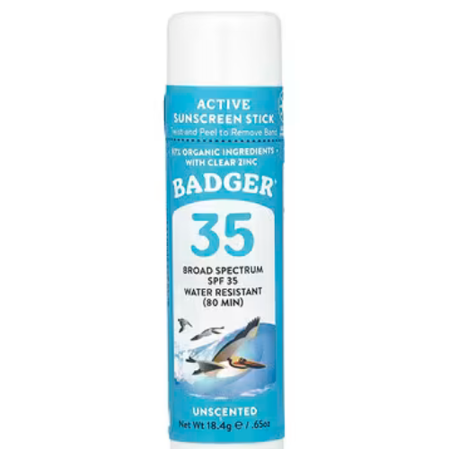 Badger Active Sunscreen Stick SPF 35 Clear Zinc Face Stick 18.4g
