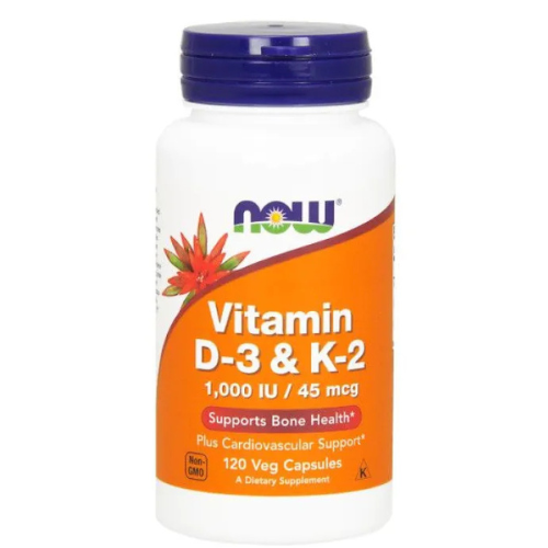 Now Foods Vitamin D3 & K2 120 Capsules