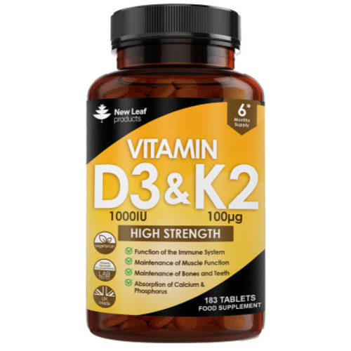 New Leaf Vitamin D3 And K2 Tablets 1000IU 180 Tabs