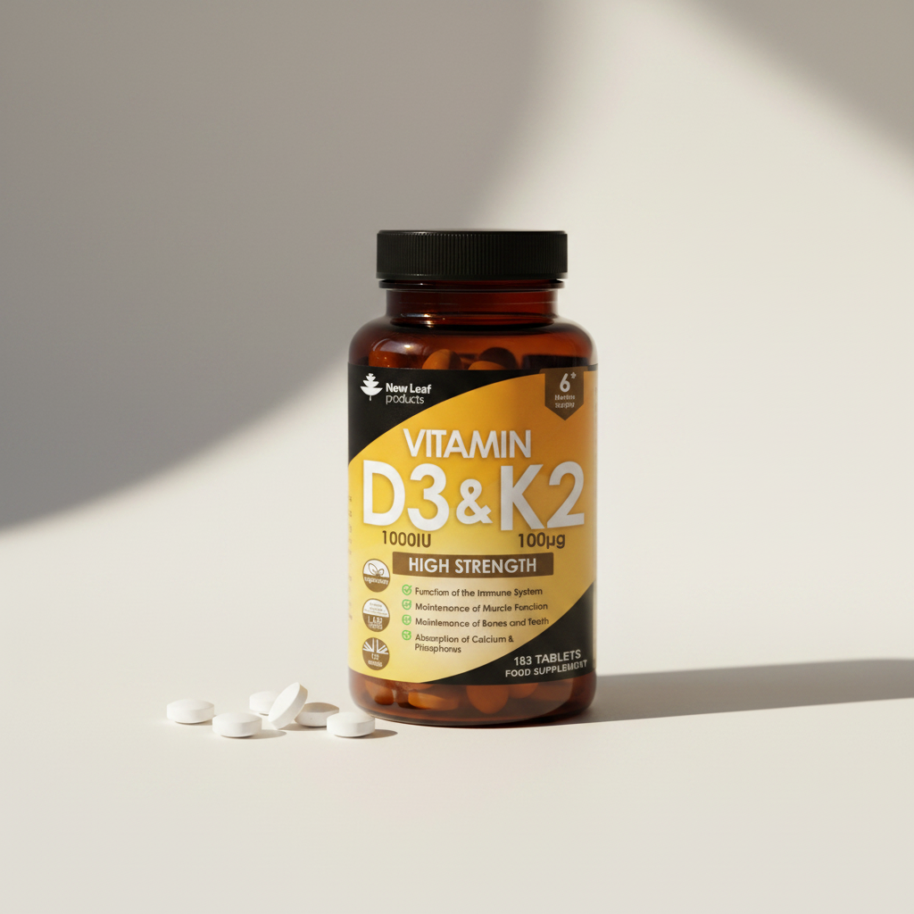 New Leaf Vitamin D3 And K2 - Tablet Close-up