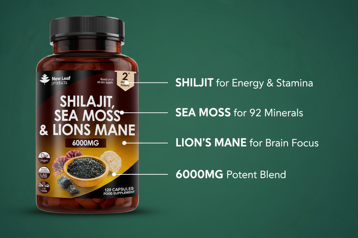 New Leaf Shilajit Sea Moss Lions Mane - Key Benefits