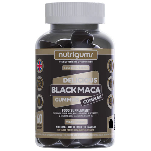 Nutrigums Black Maca Gummies Complex supplement bottle on a white background