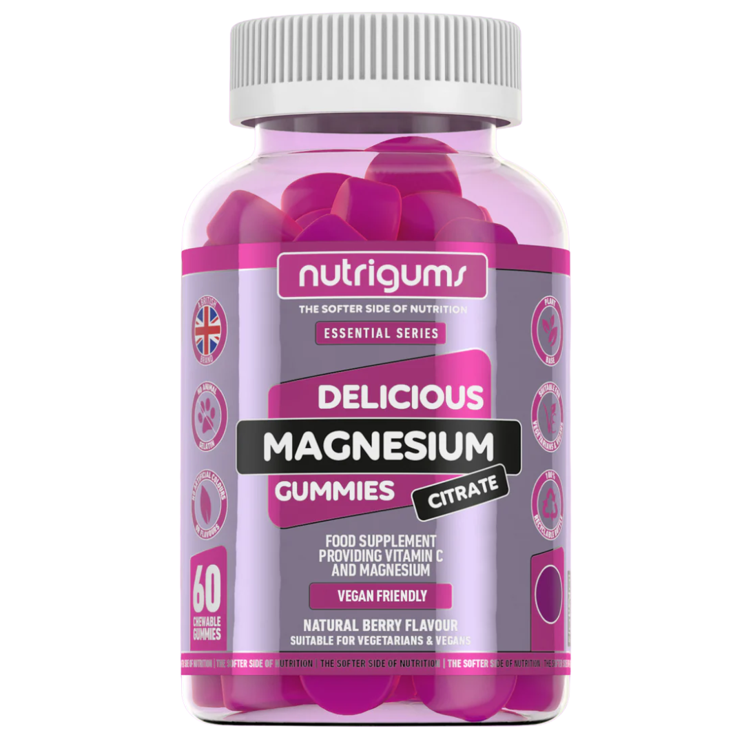 Bottle of Nutrigums magnesium gummies on a white background