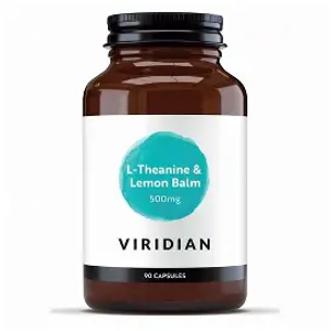 Brown supplement bottle with Viridian label on a white background